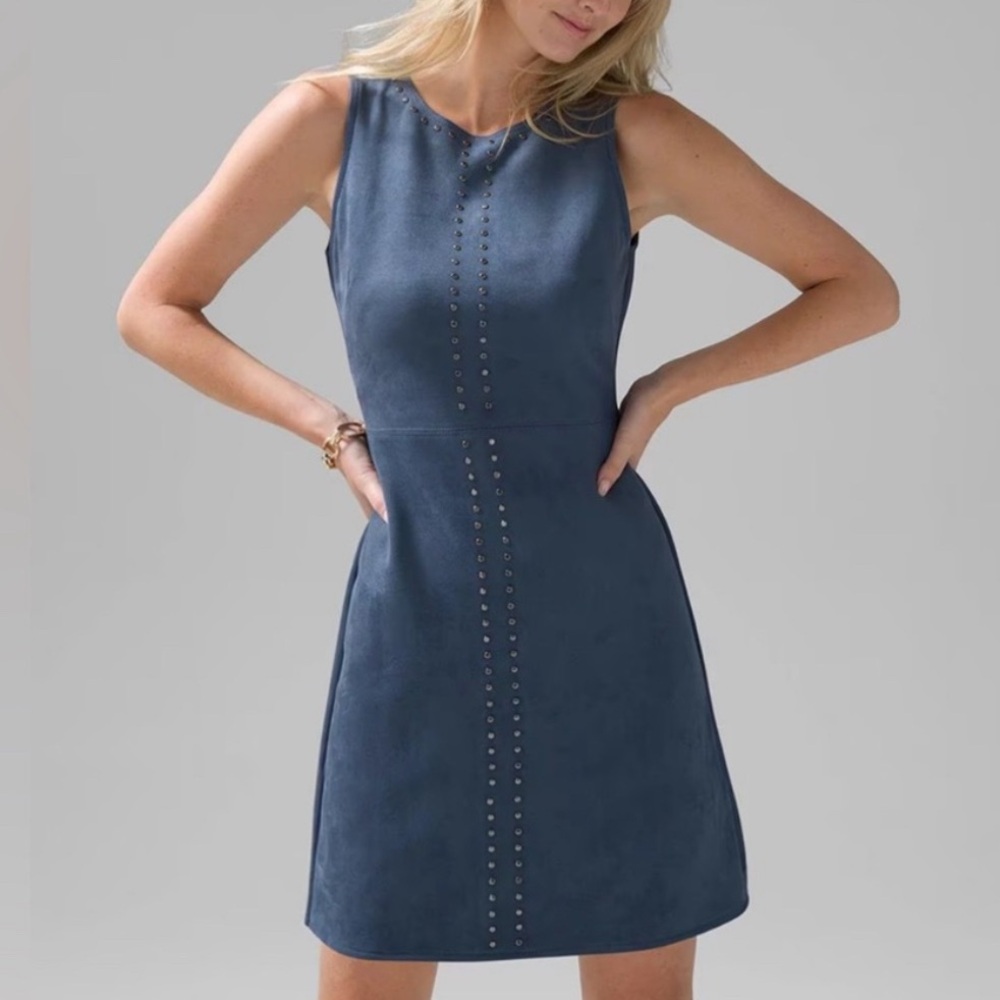 White House Black Market Studded Vegan Suede Sheath Dress size 12